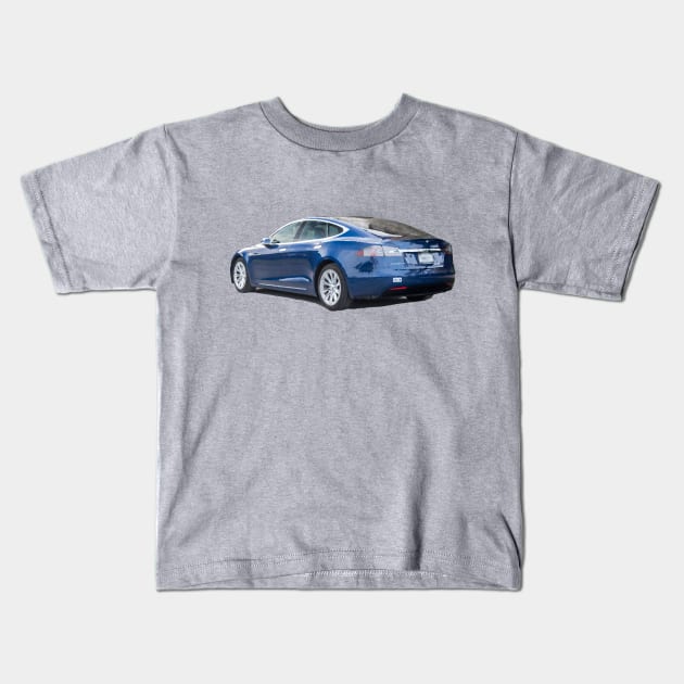 Tesla Model S Oil Painting Kids T-Shirt by LazarIndustries